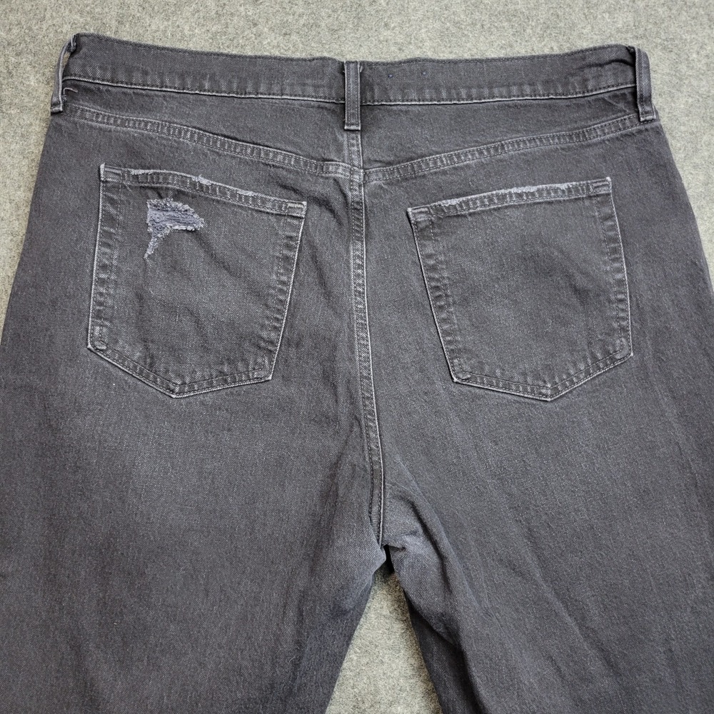 GAP Jeans Womens 33 Black Denim Distressed High Rise Americana Cheeky Straight - Picture 5 of 13